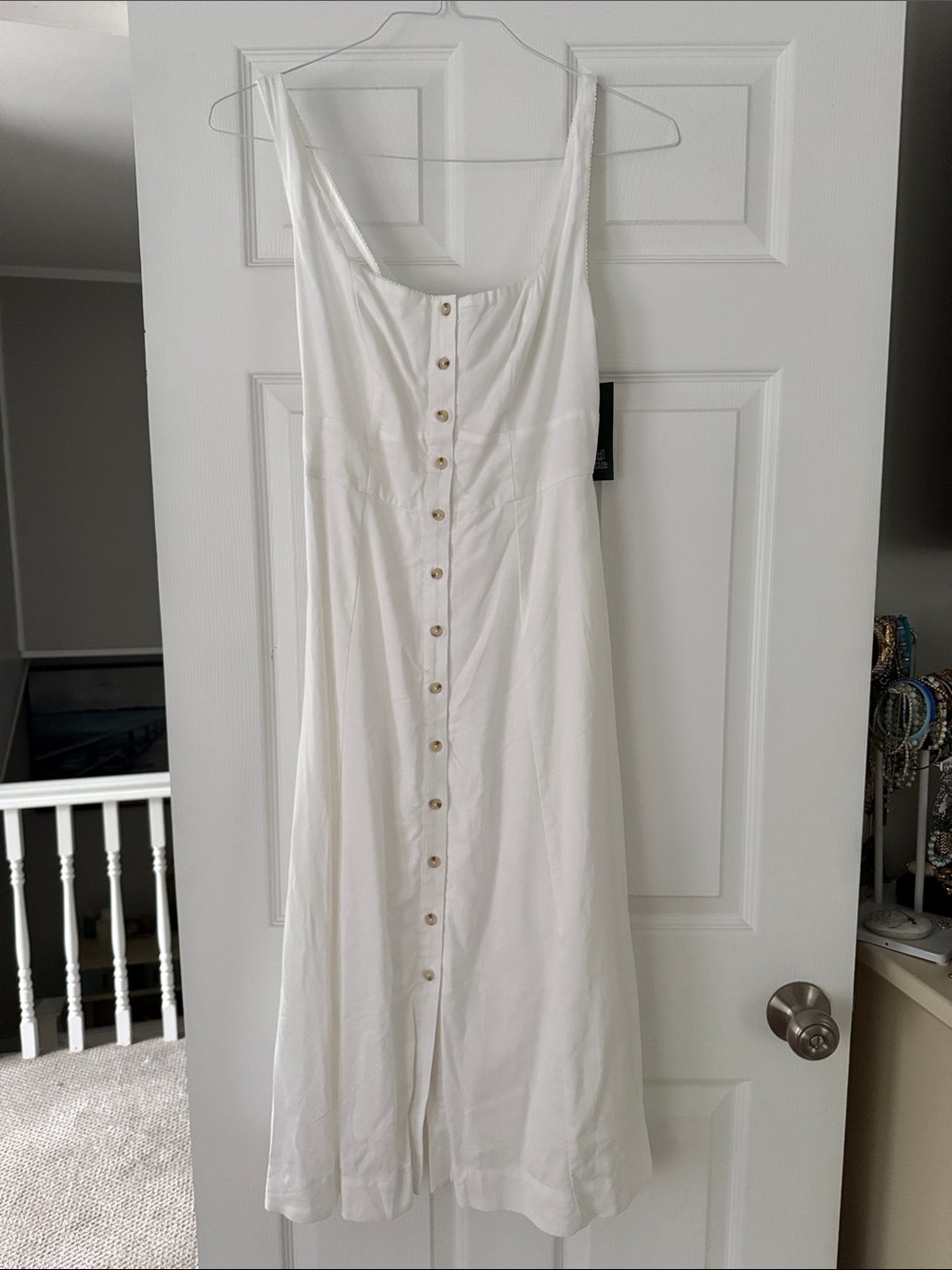 wild fable White Linen Blend Button-Front Midi Dress XS NWT